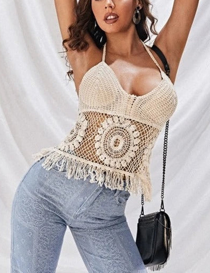 Top Myra de crochet con flecos