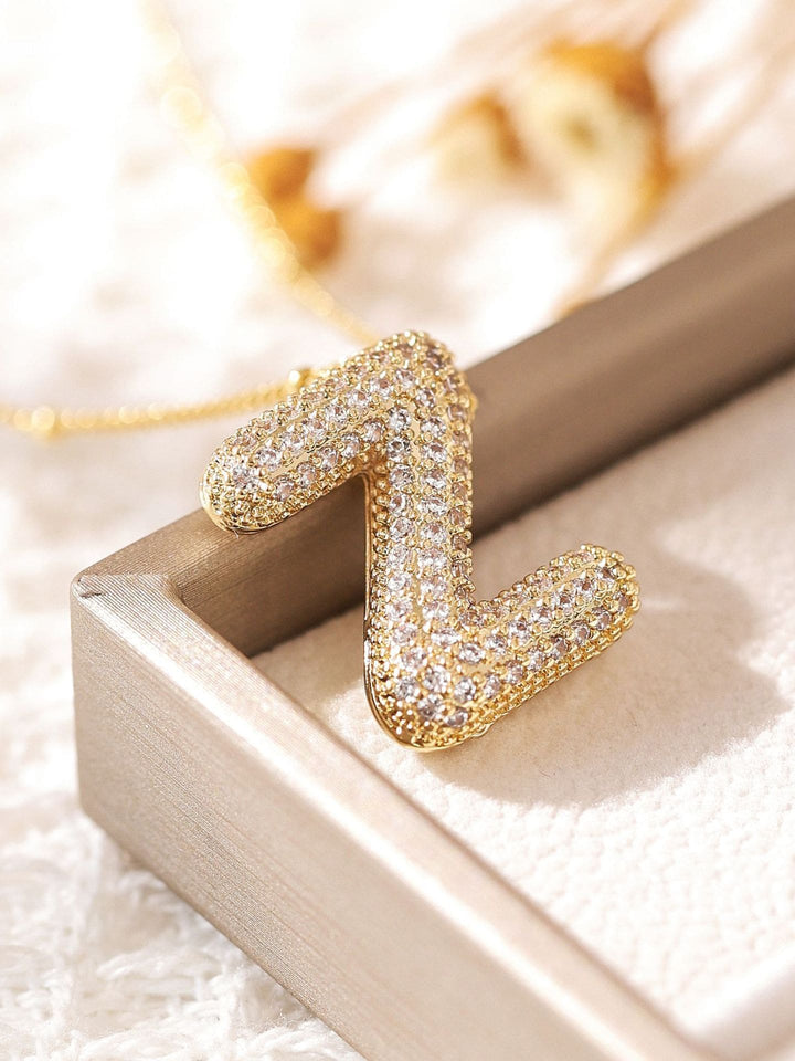 Pavé Bubble Letter Monogram ketting