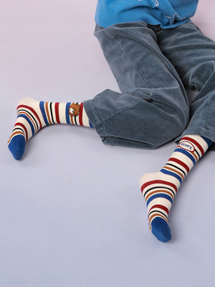 Cute Bear Striped Cotton Socks