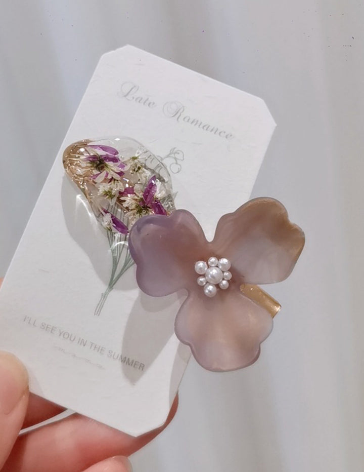Forcine per capelli con fiori secchi viola