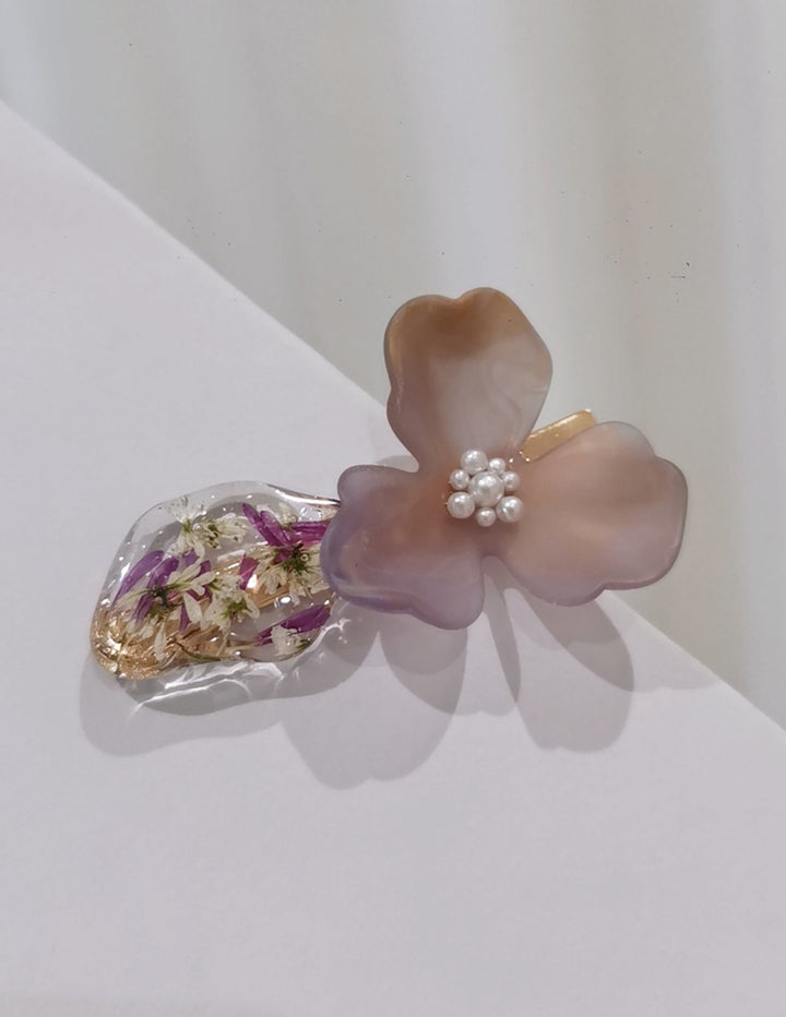 Épingles à cheveux fleurs séchées violettes