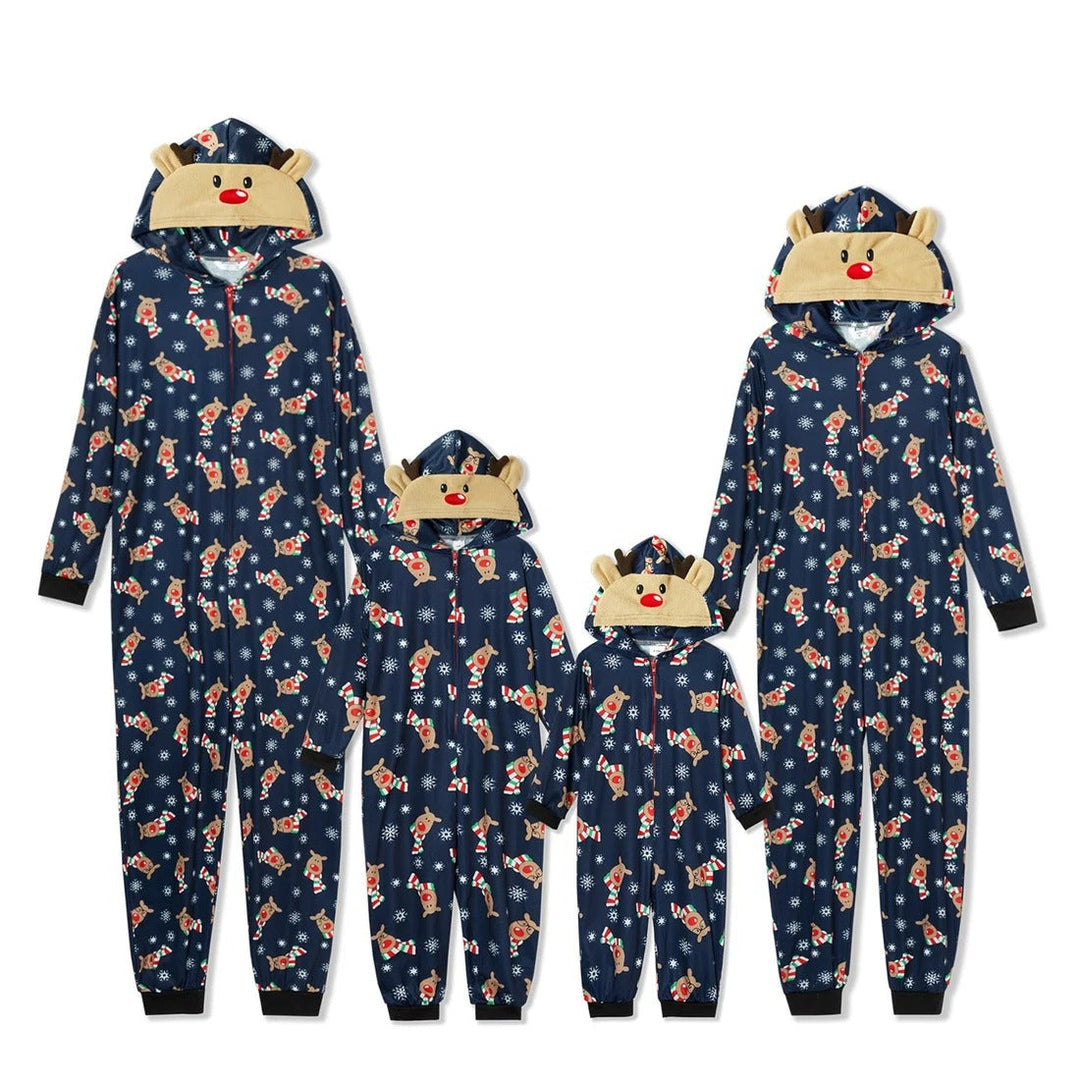 Veelkleurige bijpassende familie-pyjama's met capuchon en capuchon