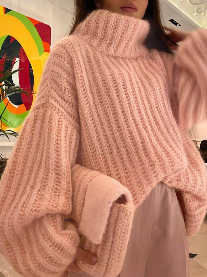 Ensfarvet langærmet sweater