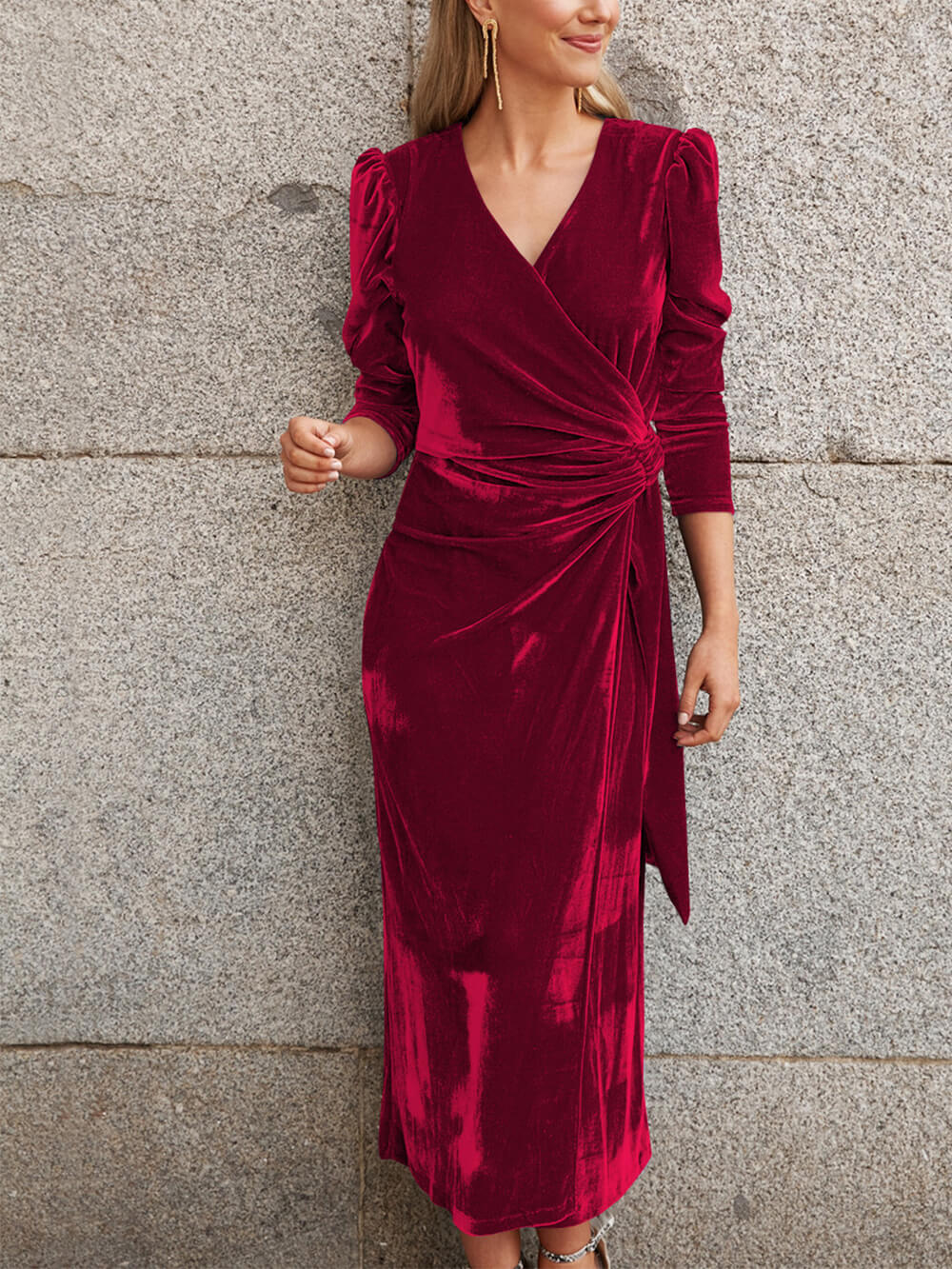 Fransk Elegance Velvet Midi-kjole