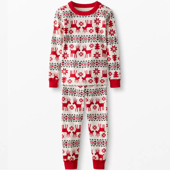 Vánoční rodinná sada pyžama jelen a sněhová vločka (s oblečky pro psa pro mazlíčka)