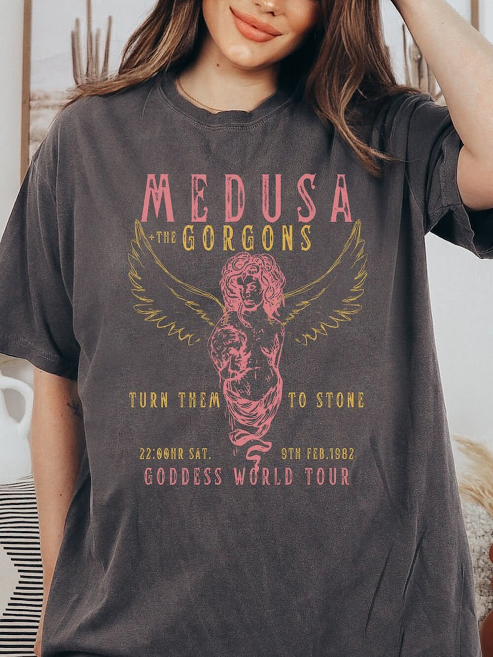 그리스 여신 메두사 티 빈티지 밴드 티셔츠