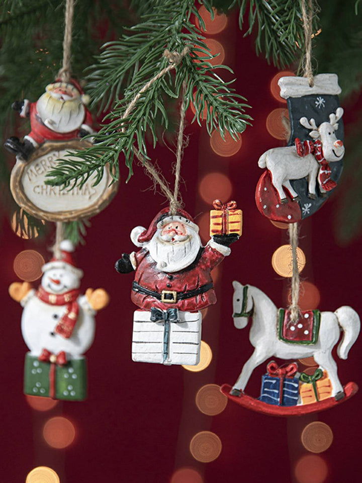 Colorful Resin Reindeer Scene Decoration Props Ornament