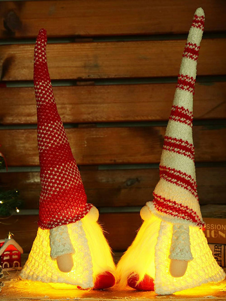 Juleplys rød og hvid stribet lang hat Rudolph Doll
