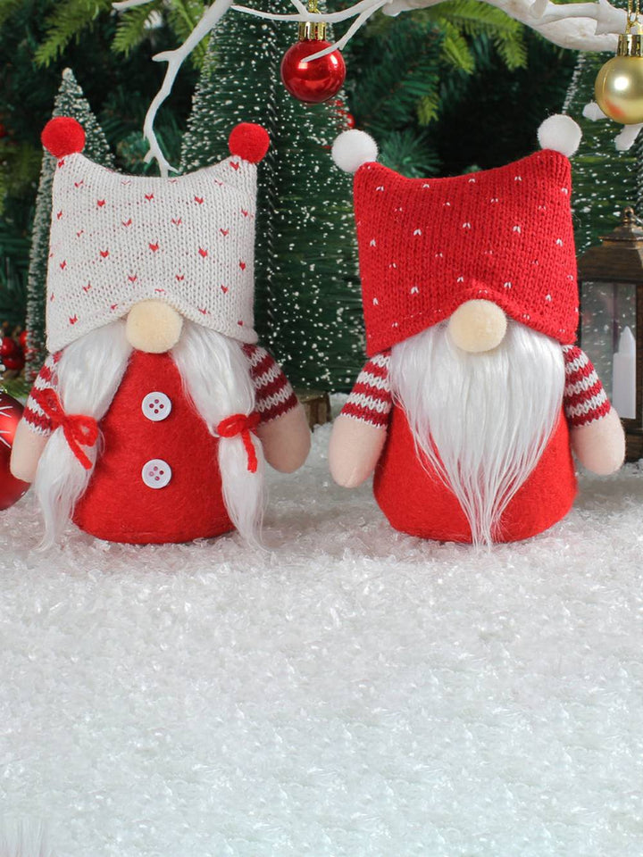 Rozkošný vánoční pár plyšových elfů s pletenou čepicí, panenkami Rudolf