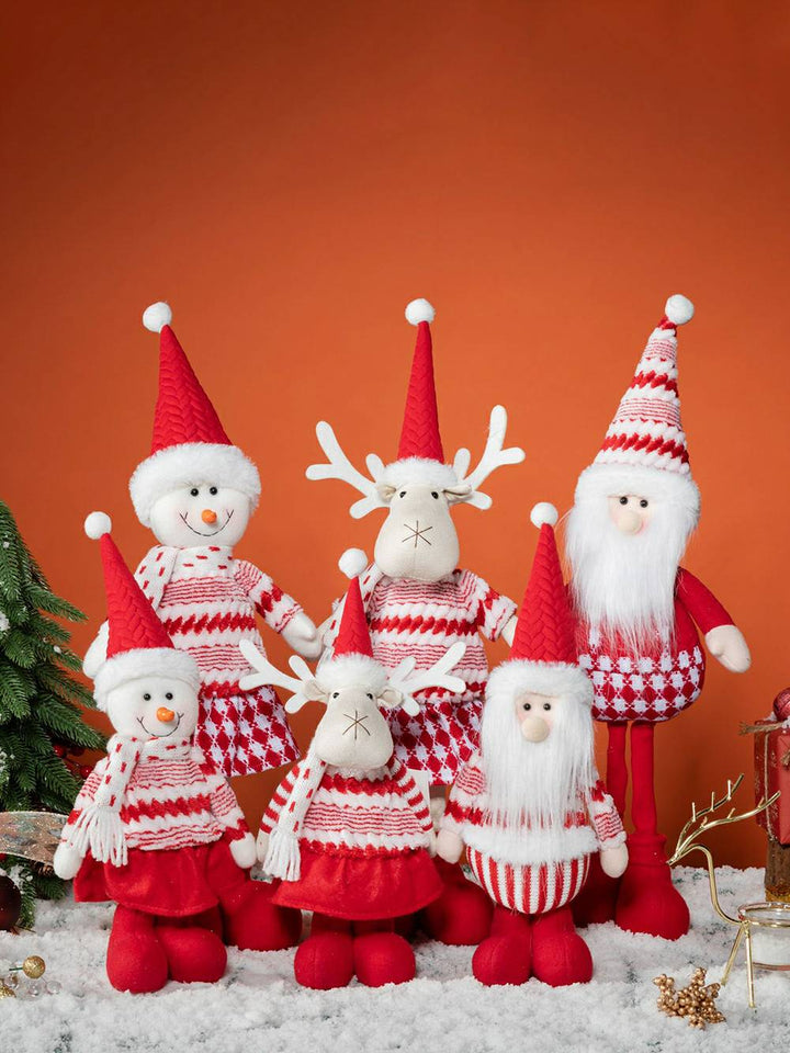 Peluche rosso natalizio con renna elfo e pupazzo di neve Rudolph