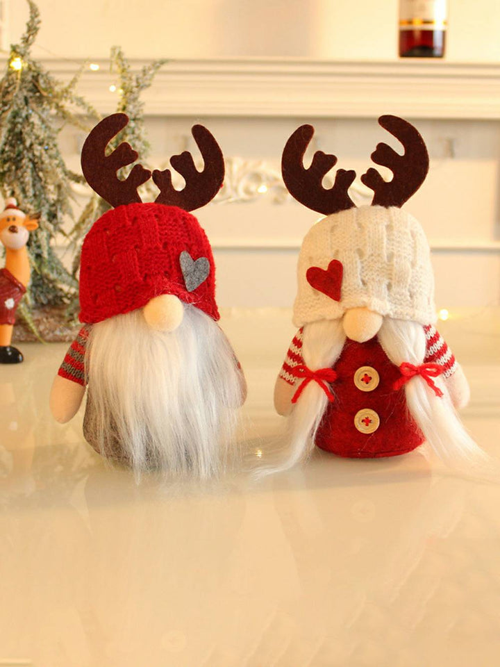 Knit Hat Antler Plush Reindeer Gnome Christmas Decoration