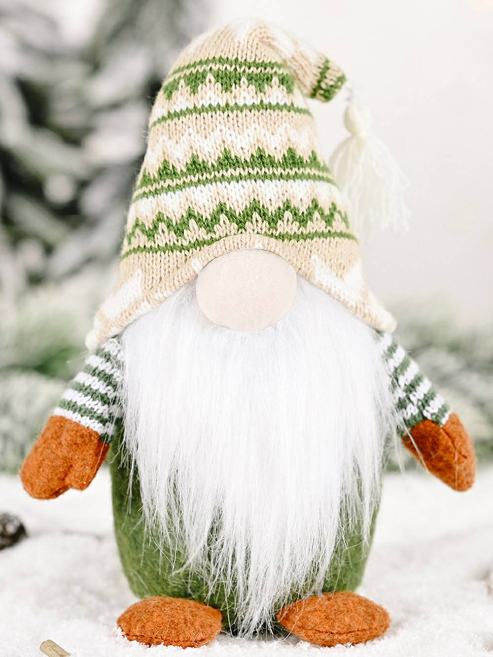 Söt Grön Diamant Fringe Sweater Hat Plysch Gnome