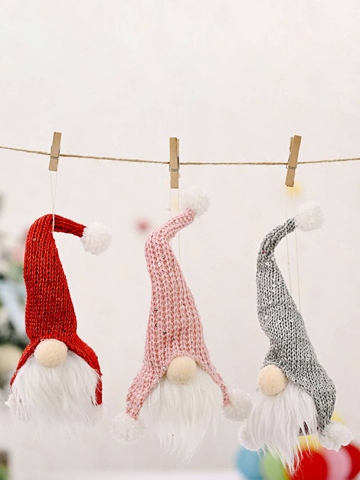 Vánoční plyšová rolnička pletená panenka trpaslíka Rudolfa