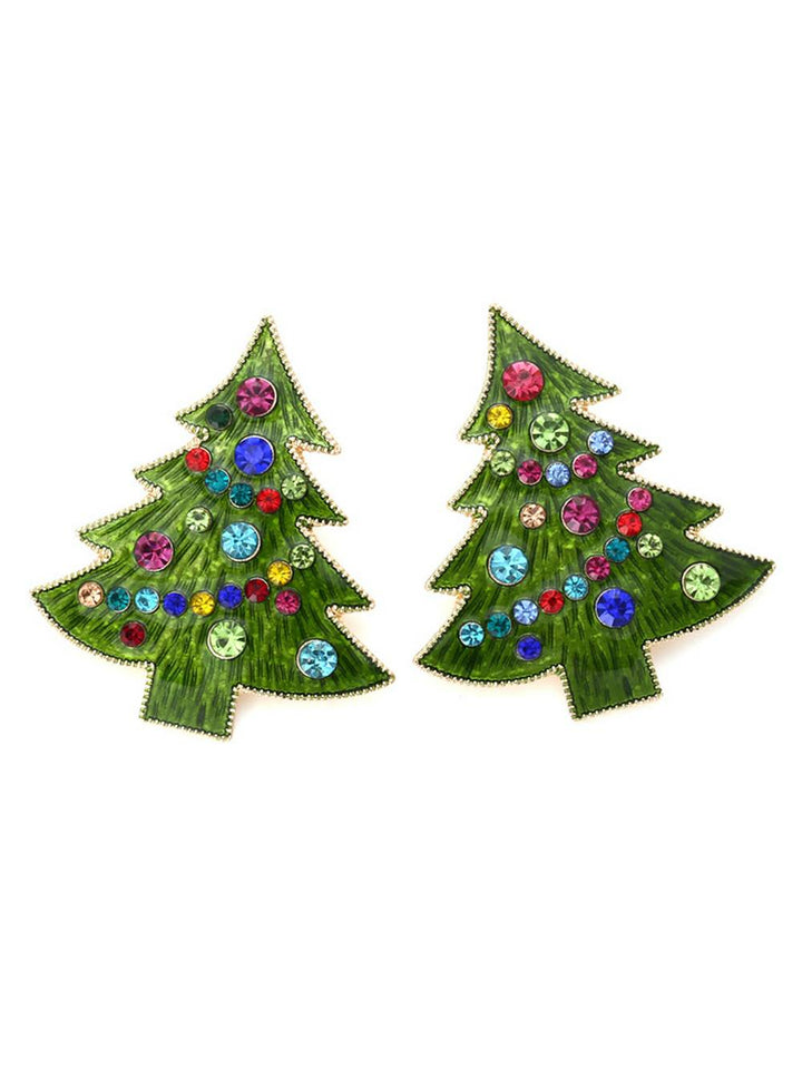 Multi Colored Stone Christmas Tree Earrings