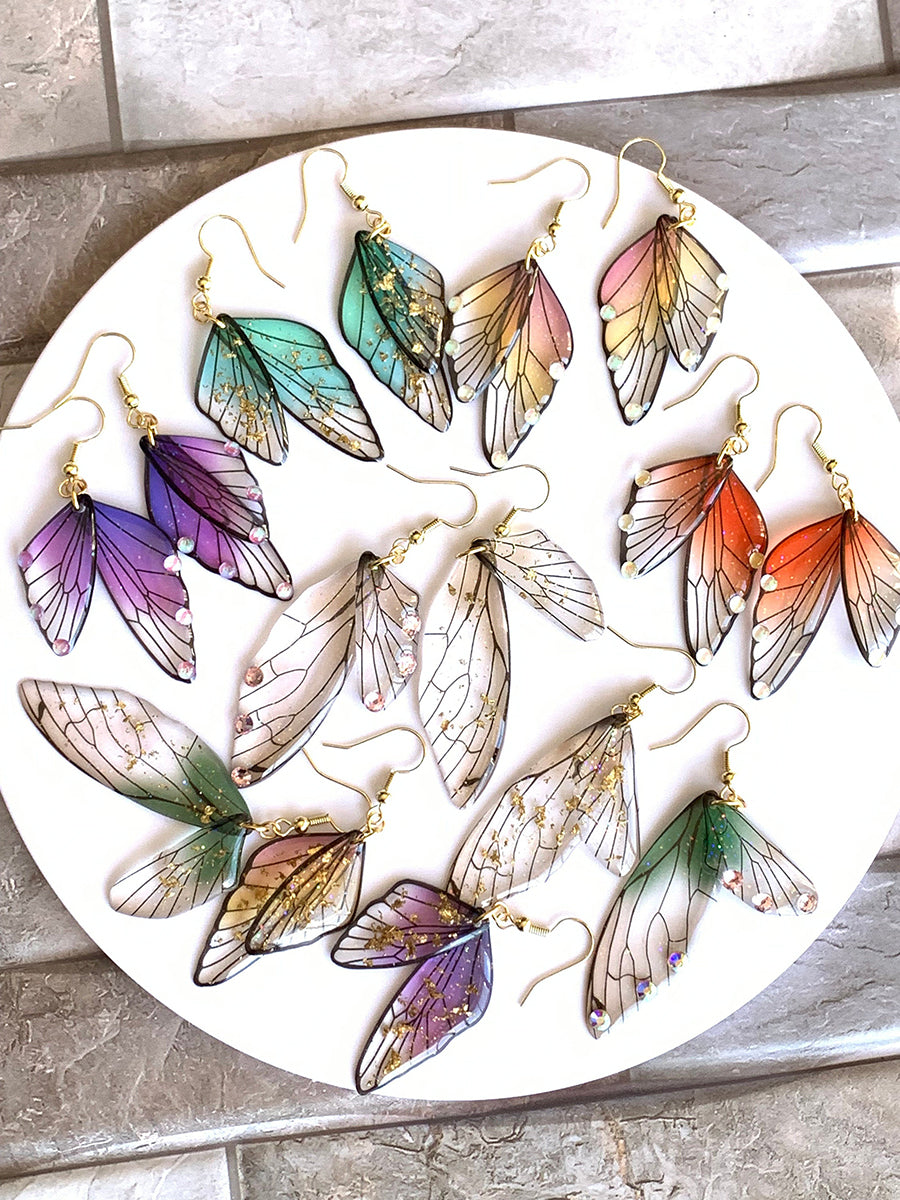 Náušnice s motýlími křídly - Křišťálové křídlo víly