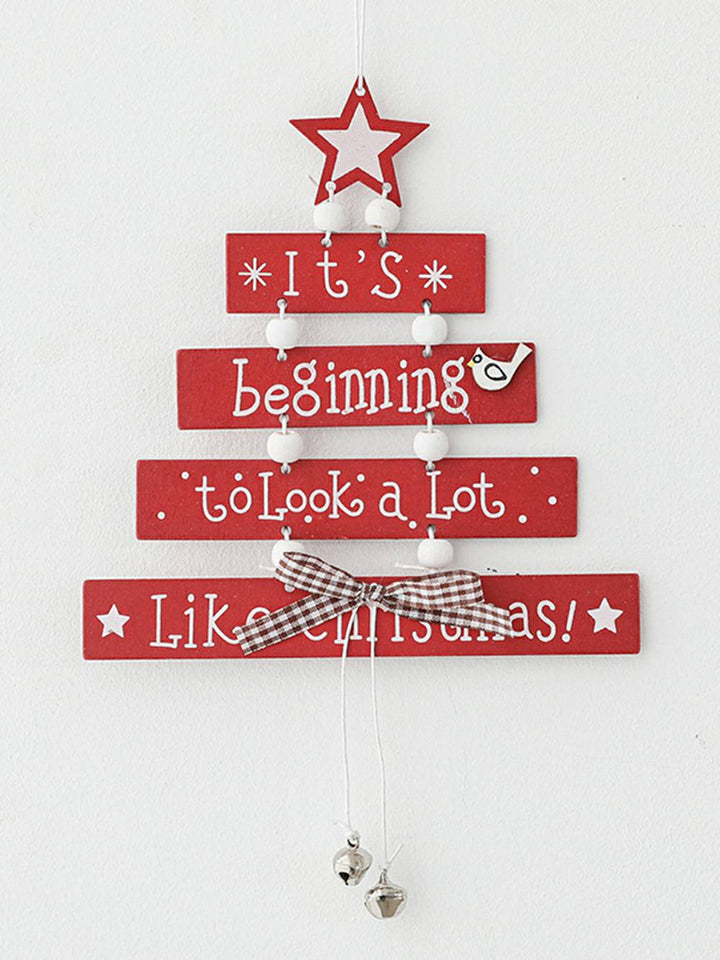 Christmas Tree-Shaped Wooden Hand-Painted Decorative Letter Plaque Ornament