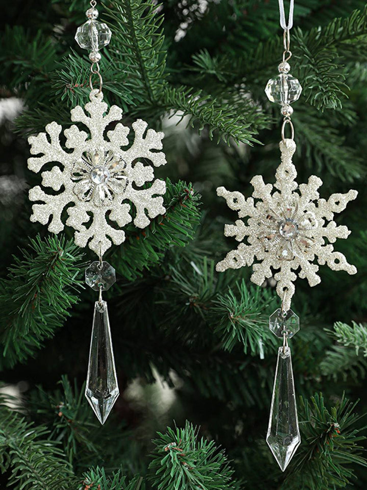 Ornamento de cordão de floco de neve com brilho de cristal