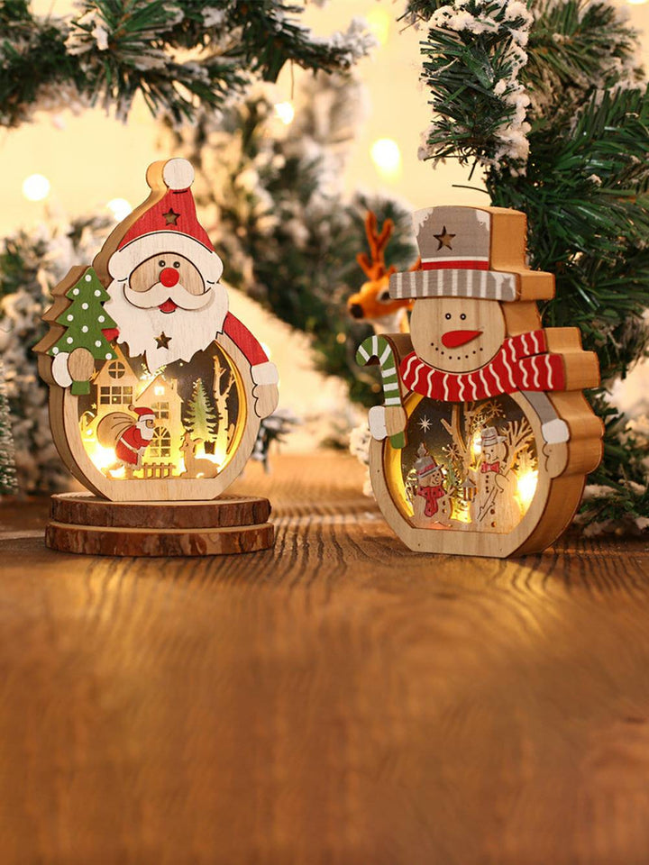 cuchilla | Decoraciones navideñas con estatuilla iluminada de Papá Noel en color blanco cálido