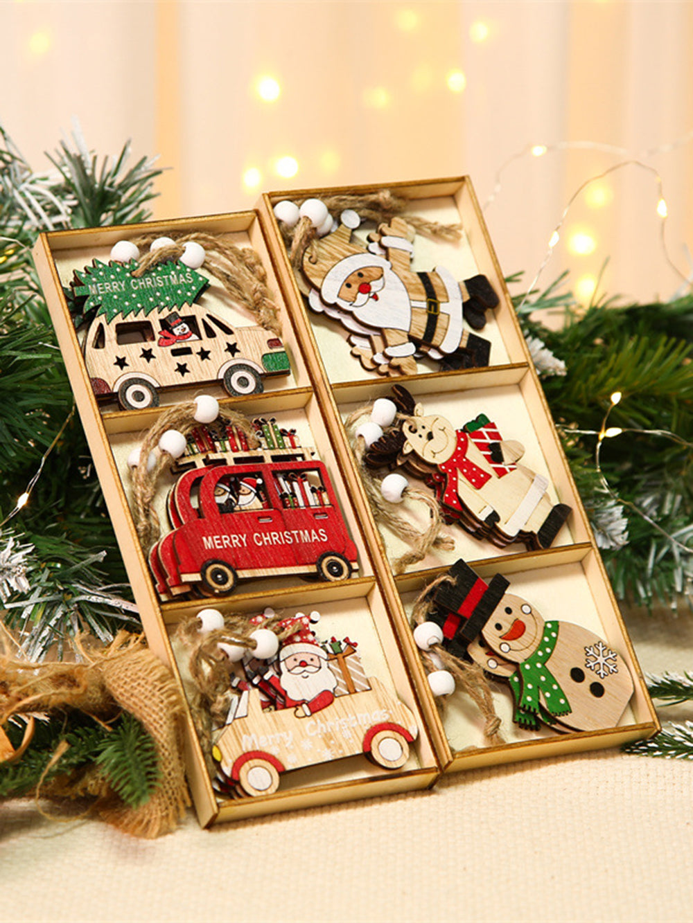 9-teilige Weihnachtsbaumdekorations-Geschenkbox mit kleinen Ornamenten