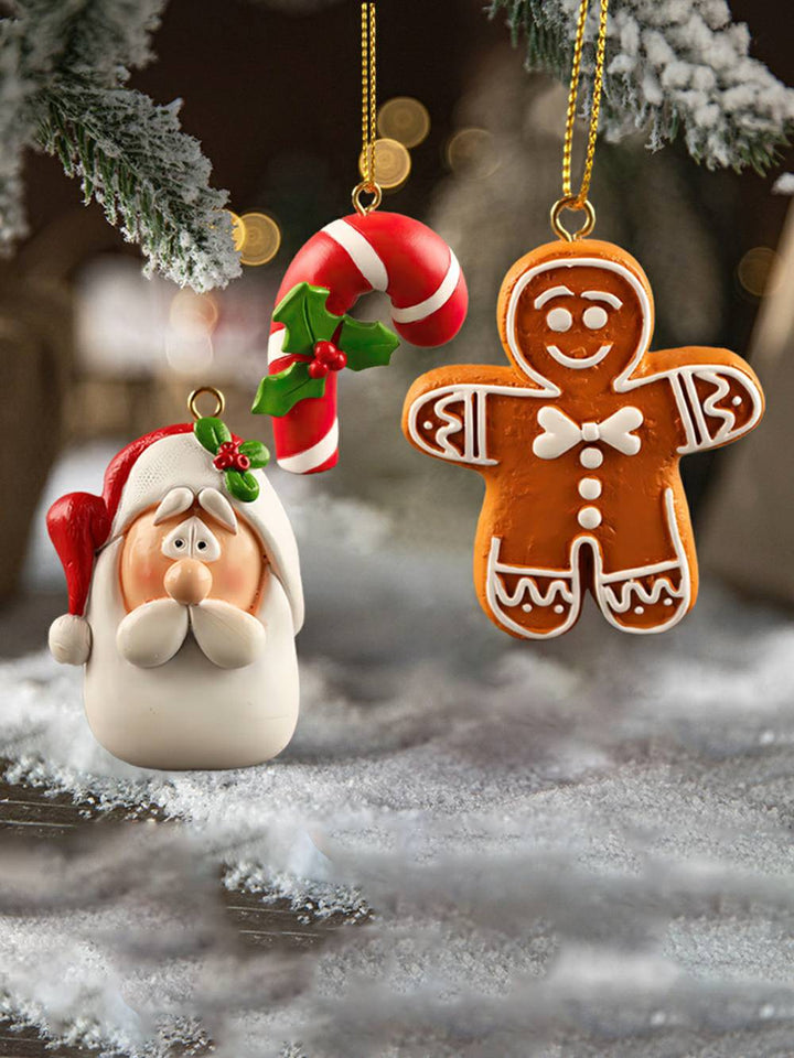 Weihnachtsharz-Rentier-Lebkuchenmann-Weihnachtsmann-Ornament