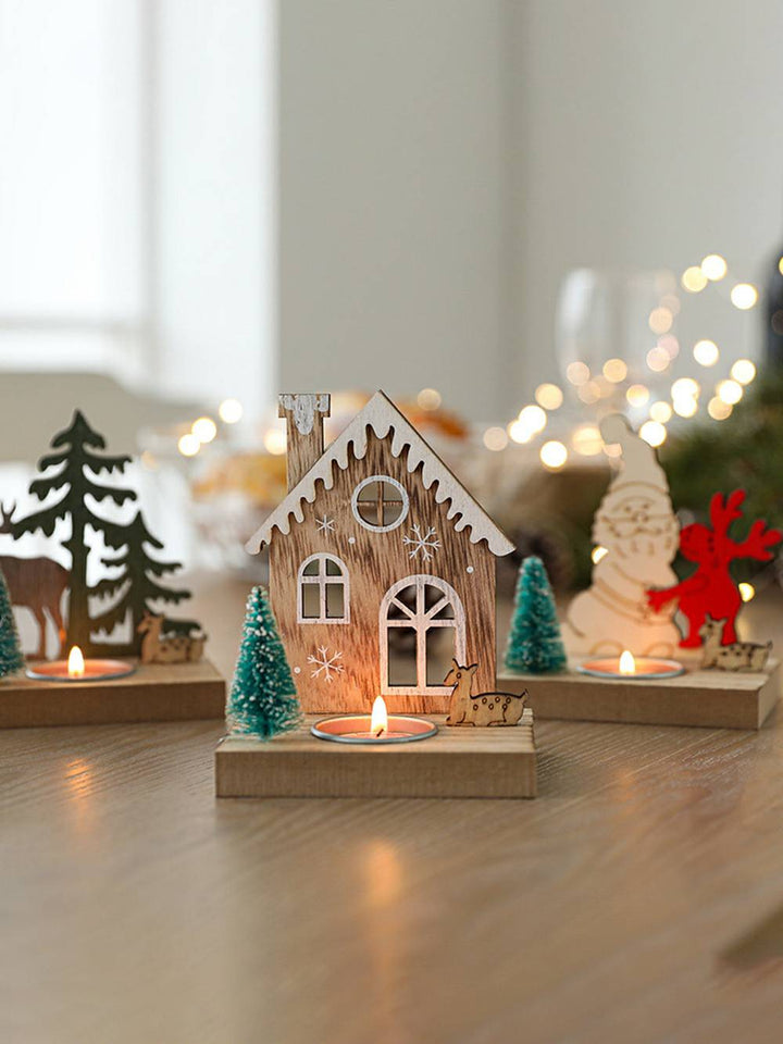 Candelabro de Papá Noel y Reno de estilo nórdico - Acento de decoración de cabaña navideña