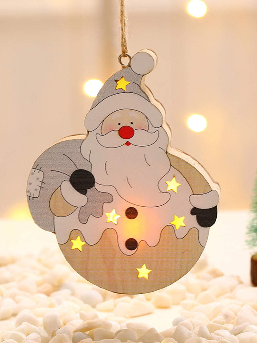 Christmas Wooden Luminous Hanging Ornaments