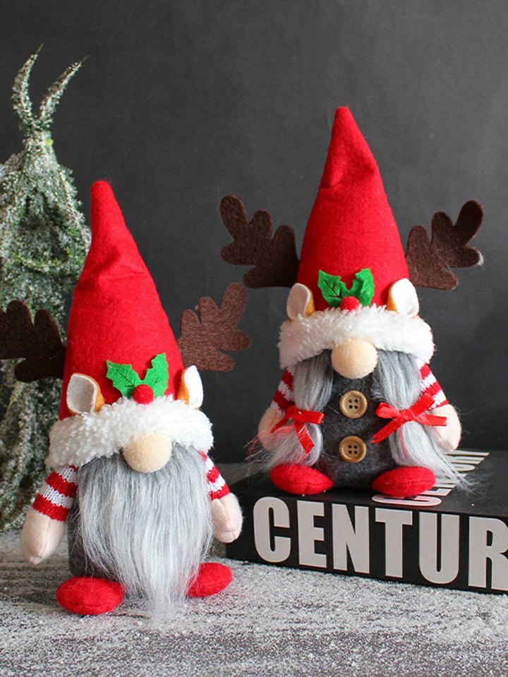Plush elf decoration with antlers forest couple design christmas