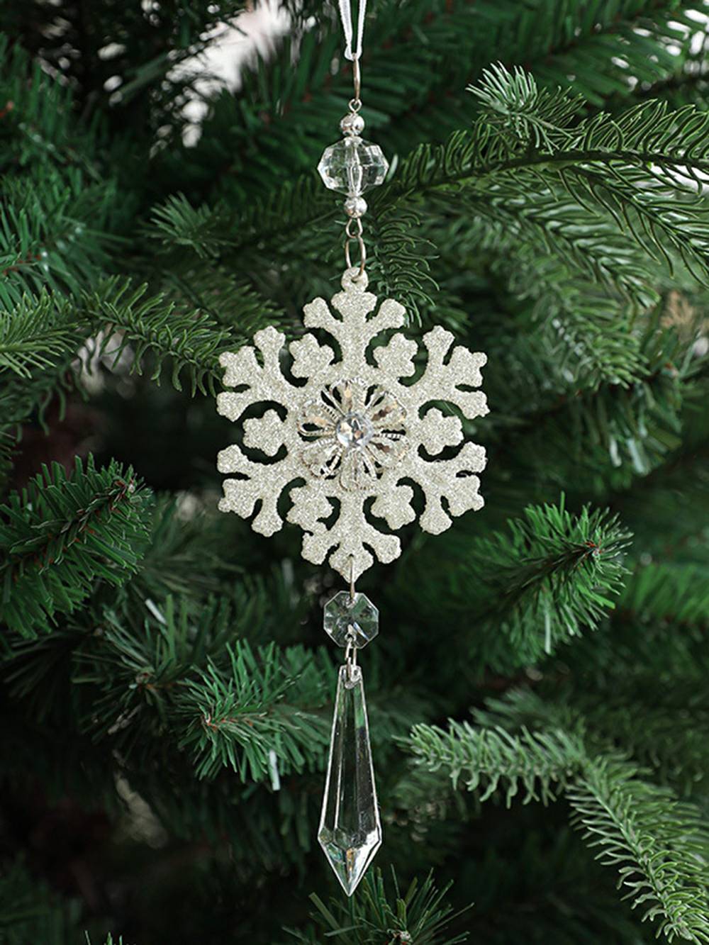 Kristall-Glitzer-Schneeflocken-Perlenstrang-Ornament