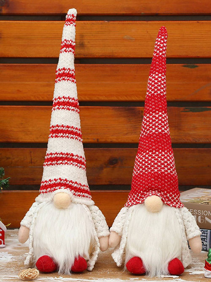 크리스마스 플러시 빨간색과 흰색 줄무늬 긴 모자 루돌프 인형