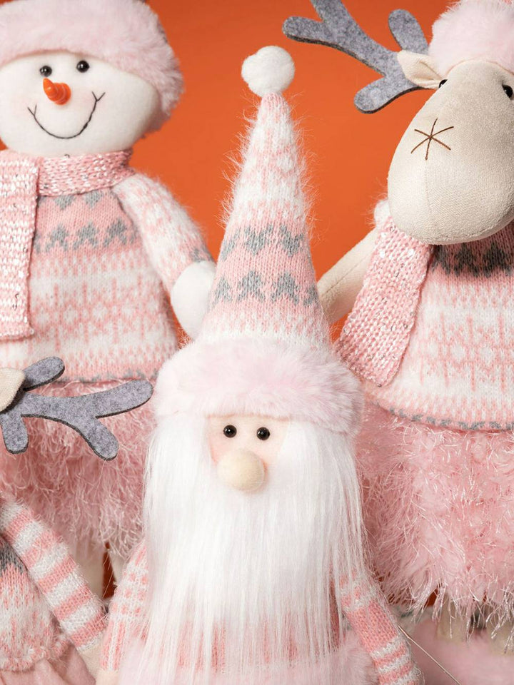 Jul Barbie Pink Plysch Elf Ren & Snowman Rudolph Doll