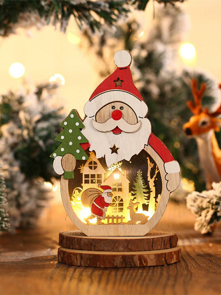 lâmina | Estatueta iluminada de Papai Noel branca quente, decorações de Natal