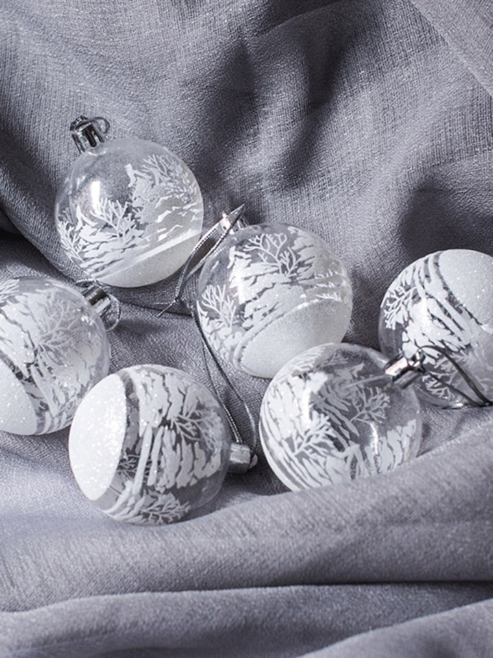 6 peças pingente de decoração de árvore de natal com janela de bola transparente