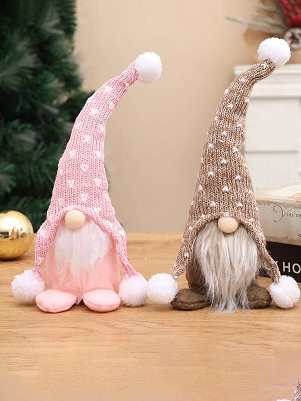 Peluche natalizio Elfo con barba bianca Pom-pom Rudolph Doll