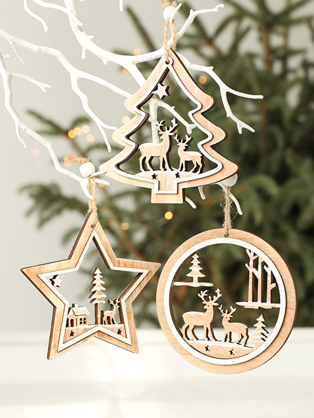 Ornamenti pendenti colorati alce finestra albero di Natale