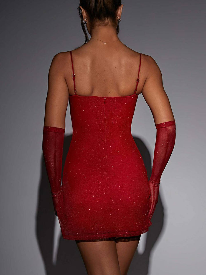 Sukienka Mini Pixie - Czerwony Błyszczący