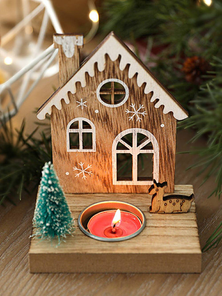 Świecznik w stylu nordyckim z Mikołajem i reniferem - akcent świątecznego wystroju domku