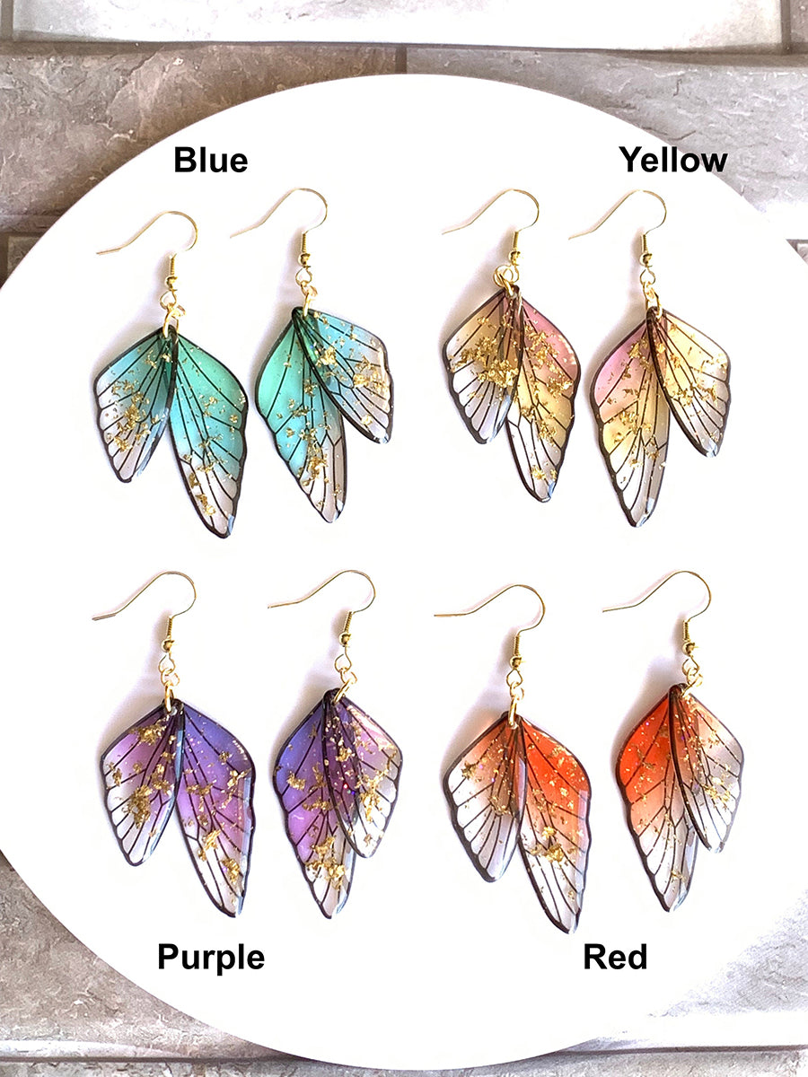 Pendientes de ala de mariposa - Ala de hada de cristal