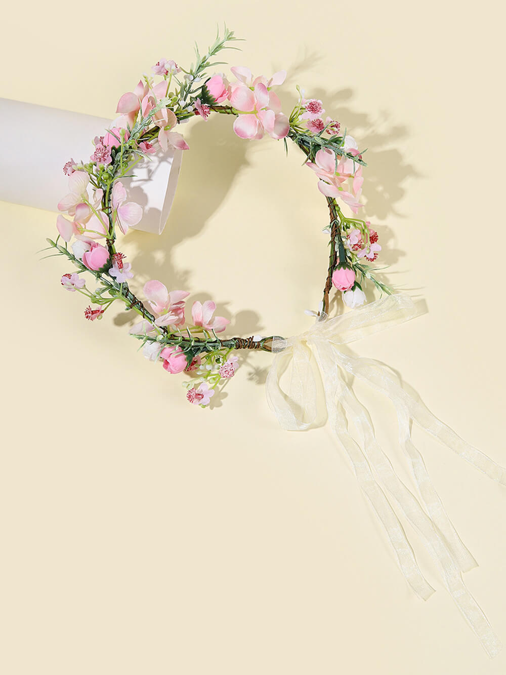 Coroa floral em flor de pêssego