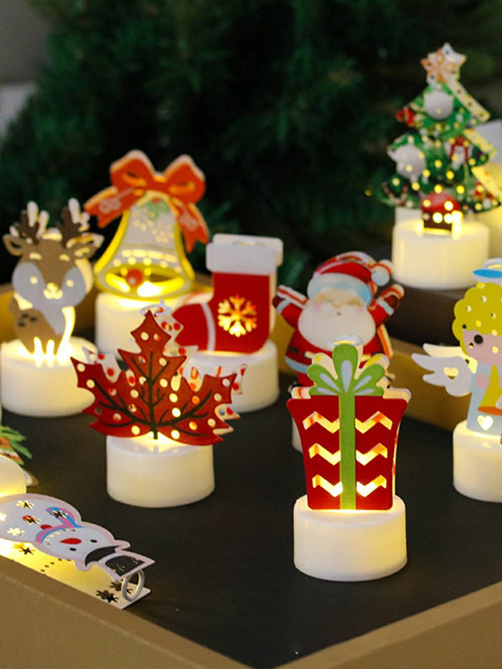 Decoraciones navideñas iluminadas con encantadores personajes navideños