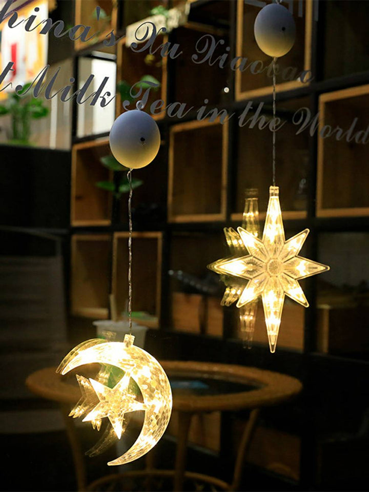 Luz de ventosa de Natal em forma de estrela Luzes LED para árvore de Natal