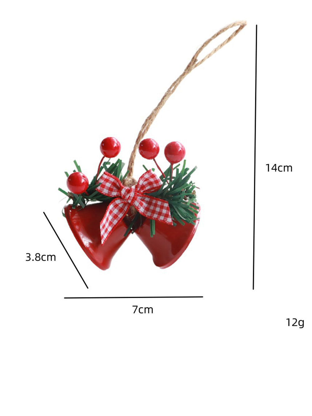 Cloche de Noël à double corne pour fenêtre, pendentif d'arbre de Noël