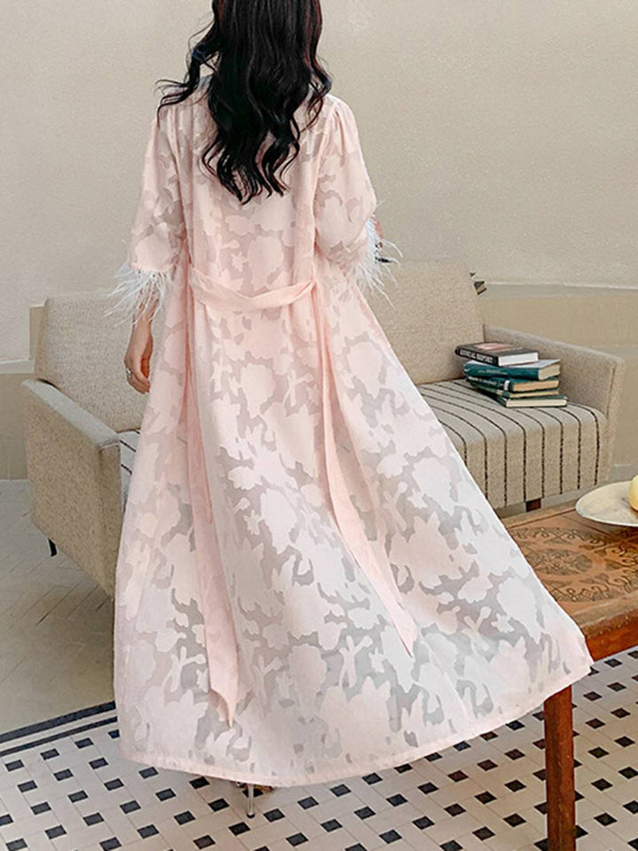 Feather Trimmed Bridal Robe