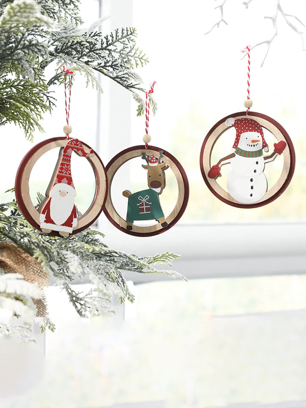 Santa Claus Snowman trä färgglada prydnad