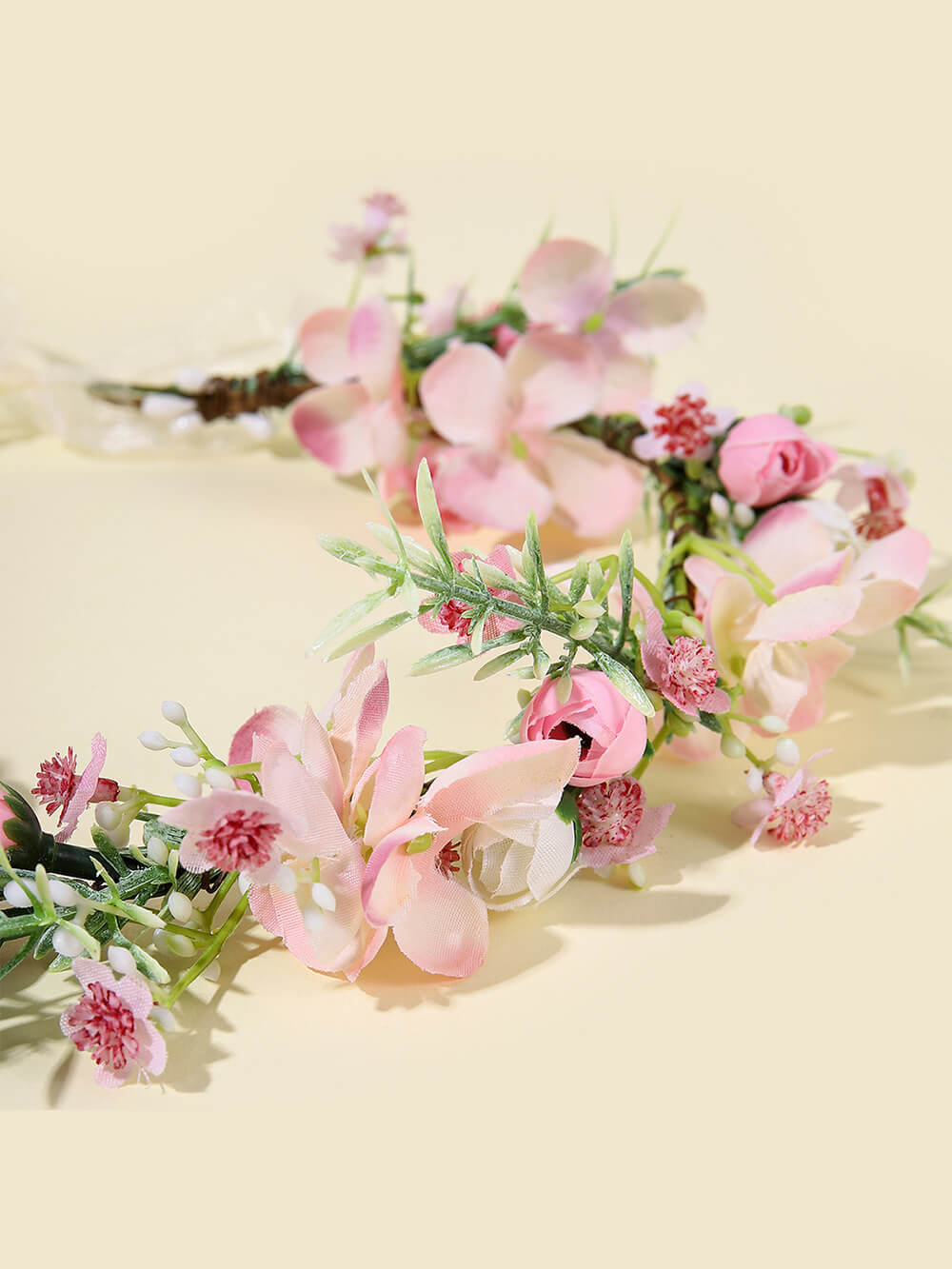 Couronne de fleurs nuptiale - Pétale de rose et fleur de pêcher