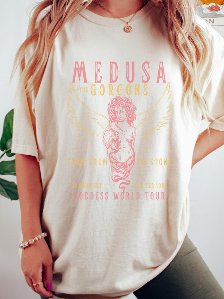 Koszulka w stylu vintage z grecką boginią Meduzą