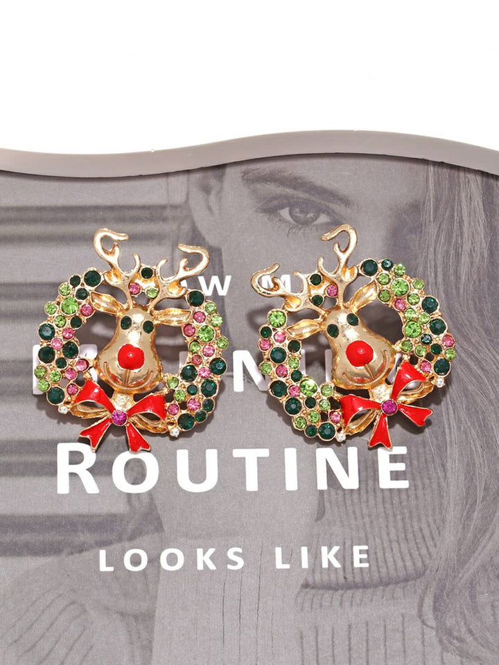 Christmas Wreath & Reindeer Earrings