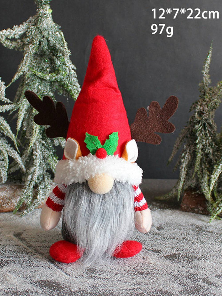 Decorazione di peluche da elfo con corna, coppia di foresta, design natalizio