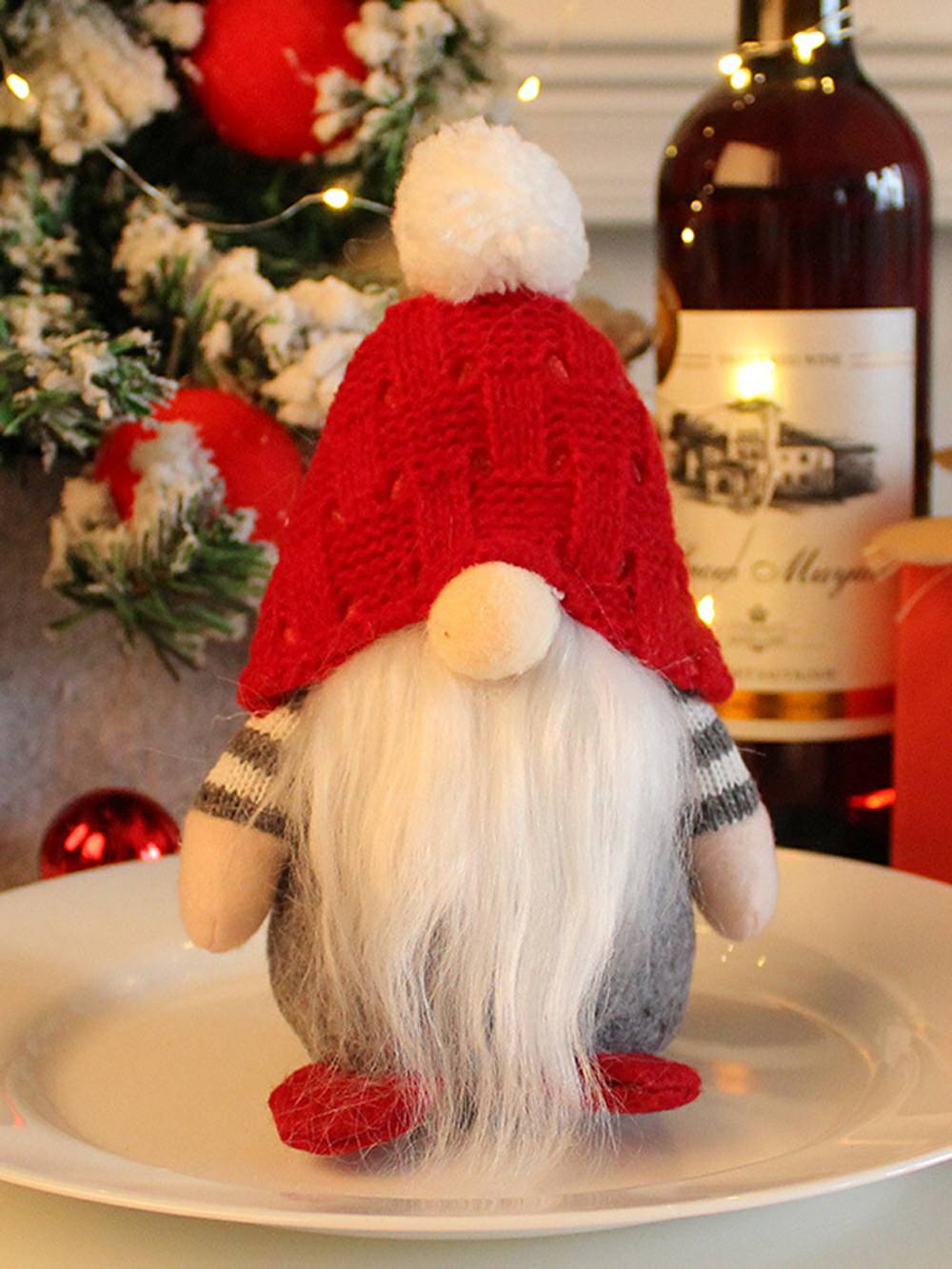 Nordic plush elf decoration and white bearded couple Christmas