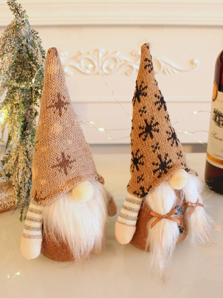 Elfo di peluche natalizio con cappello a fiocco di neve lavorato a maglia Rudolph Doll