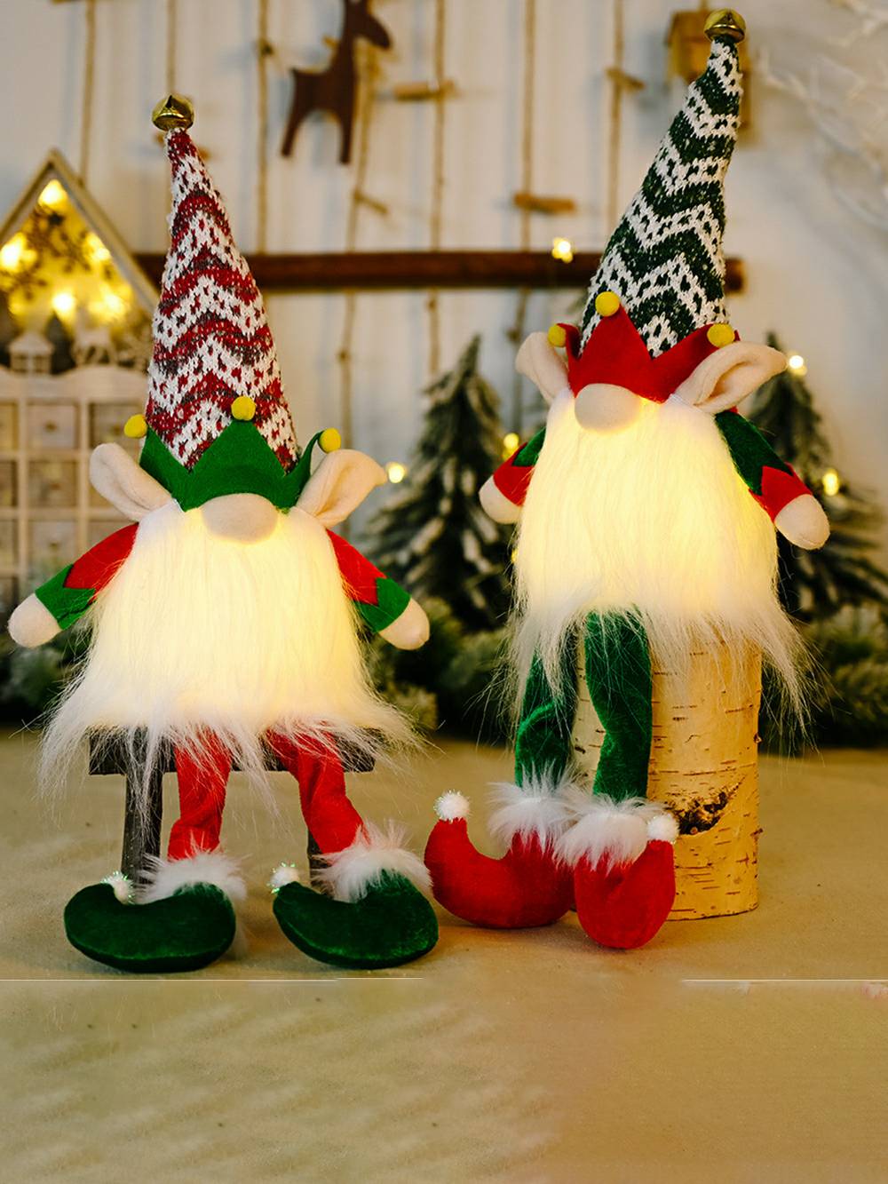 Χριστουγεννιάτικη κούκλα Rudolph Gnome βελούδινη με μακριά πόδια